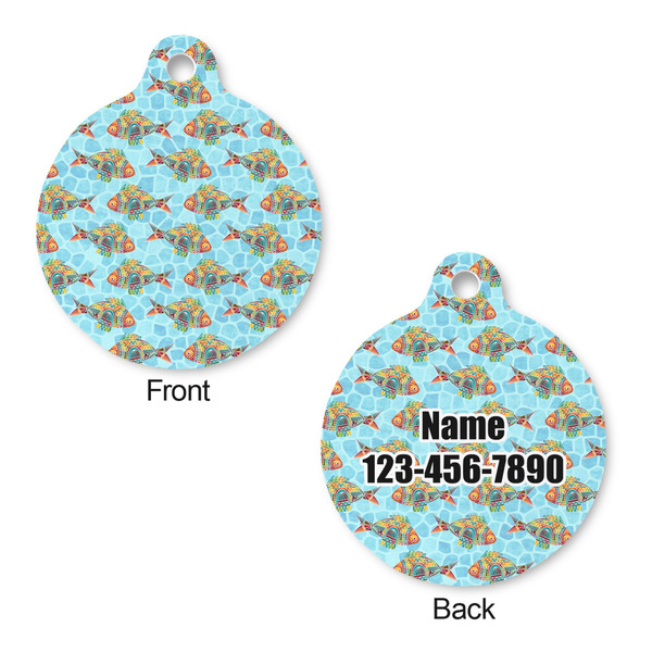 Mosaic Fish Round Pet Tag - Front & Back