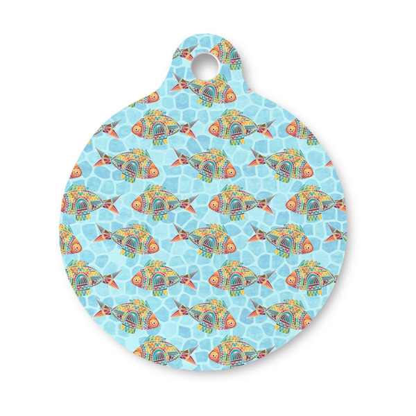 Custom Mosaic Fish Round Pet ID Tag - Small