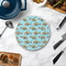 Mosaic Fish Round Stone Trivet - In Context View