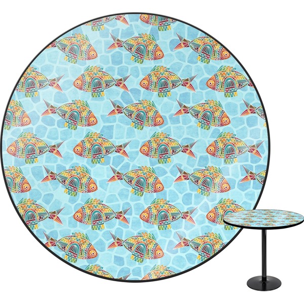 Custom Mosaic Fish Round Table - 24"
