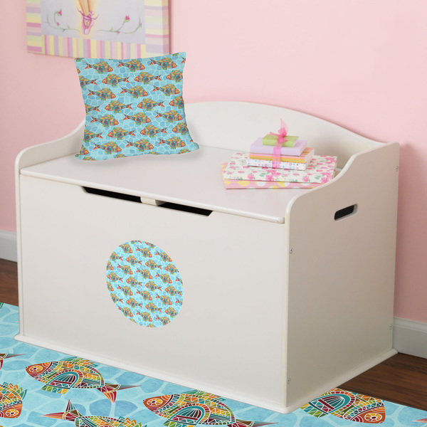 Colorful FIsh Round Wall Decal on Toy Chest