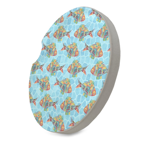 Mosaic Fish Sandstone Car Coaster - STANDING ANGLE