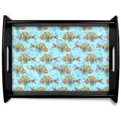 Mosaic Fish Black Wooden Tray - Large