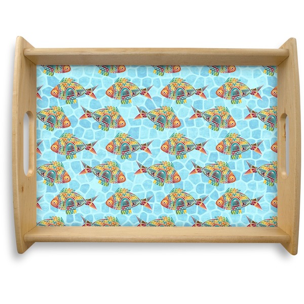 Custom Mosaic Fish Natural Wooden Tray - Large
