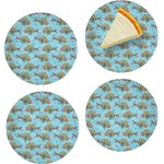 Mosaic Fish Set of 4 Glass Appetizer / Dessert Plate 8"