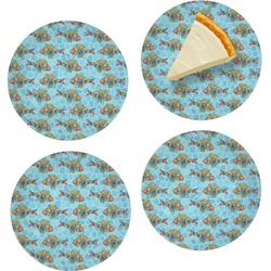 Mosaic Fish Set of 4 Glass Appetizer / Dessert Plate 8"