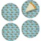 Mosaic Fish Set of 4 Glass Appetizer / Dessert Plate 8"