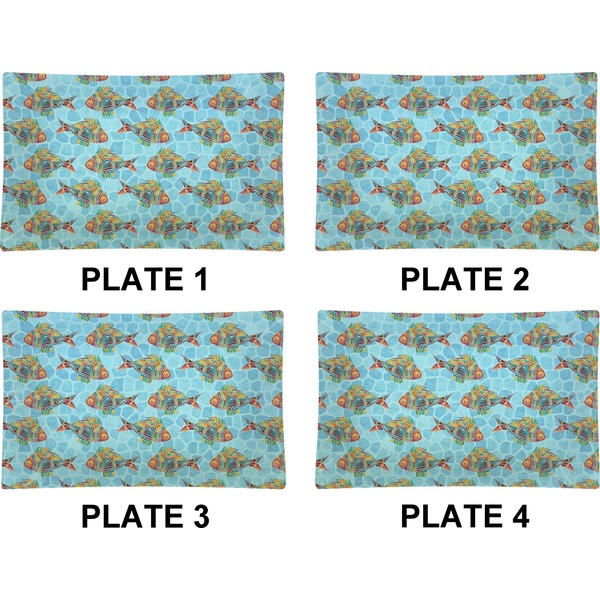Colorful Fish Set of Rectangular Dinner Plates (Approval)