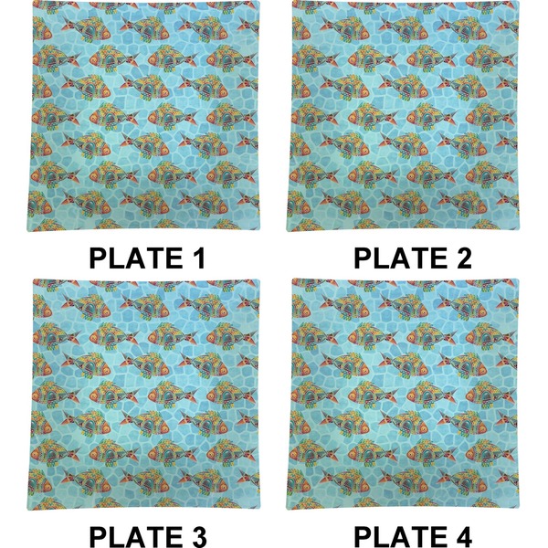 Colorful Fish Set of Square Dinner Plates (Approval)