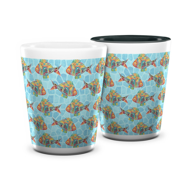 Custom Mosaic Fish Ceramic Shot Glass - 1.5 oz