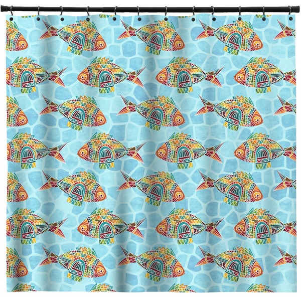 Custom Mosaic Fish Shower Curtain - Custom Size