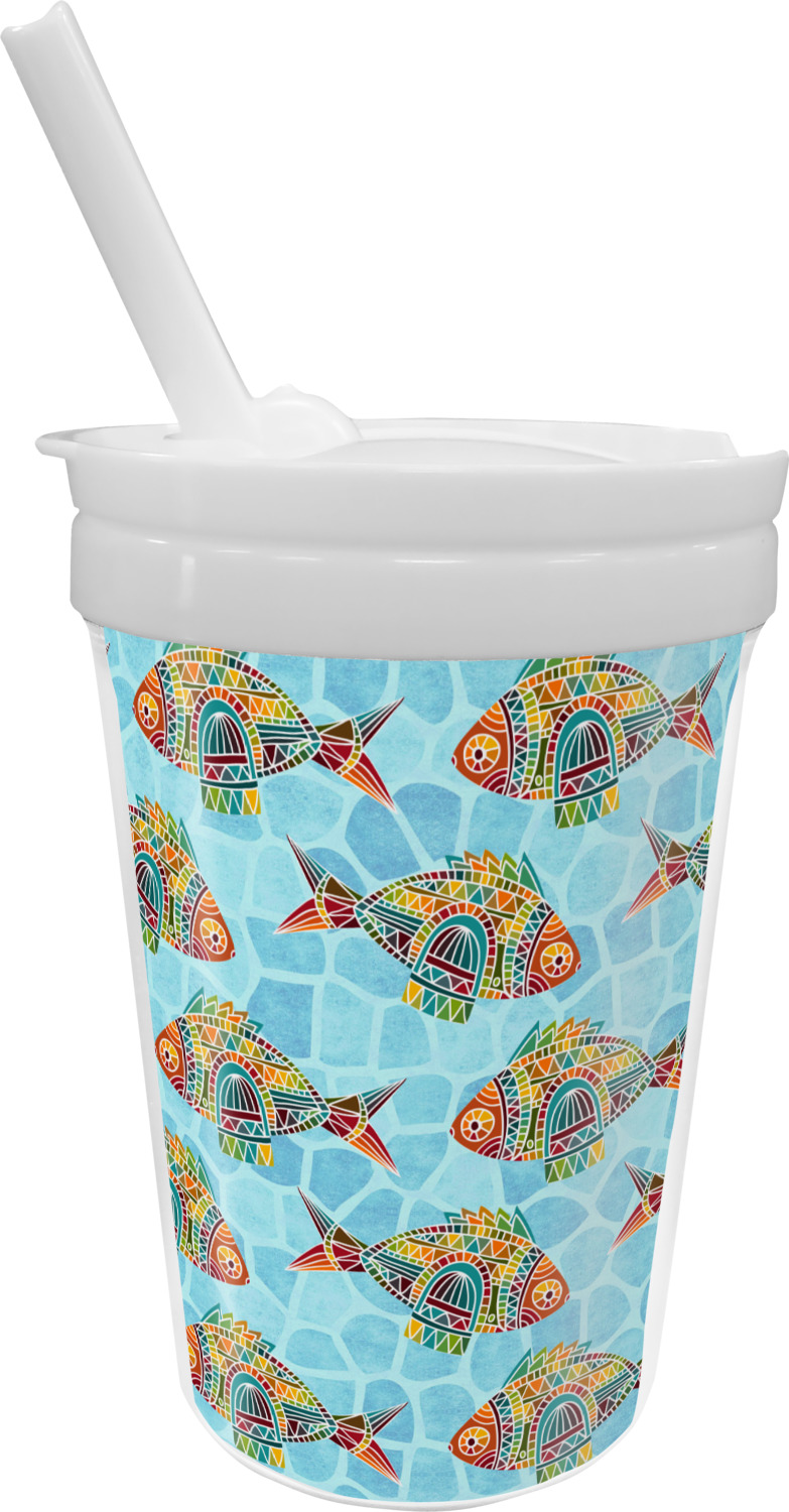 Mosaic Fish Sippy Cup with Straw YouCustomizeIt