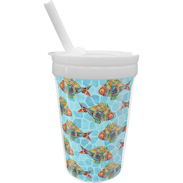 Custom Mosaic Fish Sippy Cup with Straw