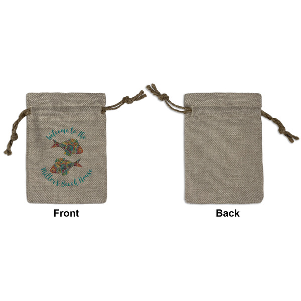 Mosaic Fish Small Burlap Gift Bag - Front Approval