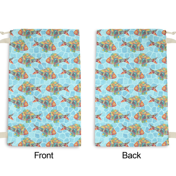 Mosaic Fish Small Laundry Bag - Front & Back View