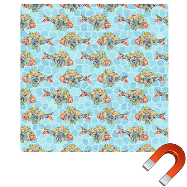 Custom Mosaic Fish Square Car Magnet - 6"