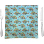 Mosaic Fish 9.5" Glass Square Lunch / Dinner Plate- Single or Set of 4