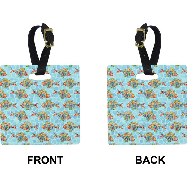 Colorful Fish Square Luggage Tag (Front + Back)