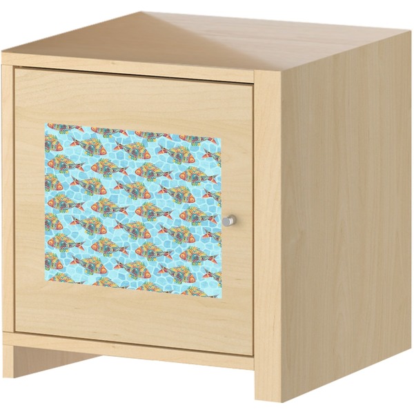 Colorful Fish Square Wall Decal on Wooden Cabinet