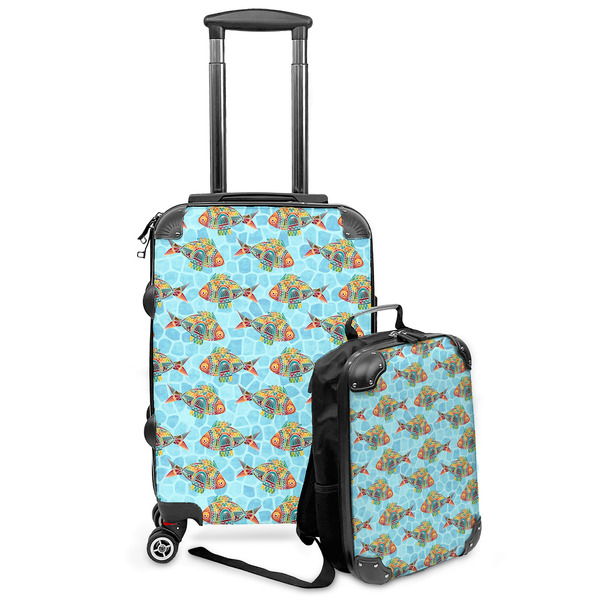 Custom Mosaic Fish Kids 2-Piece Luggage Set - Suitcase & Backpack