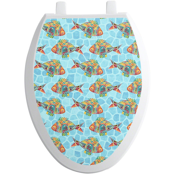 Custom Mosaic Fish Toilet Seat Decal - Elongated