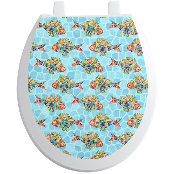 Custom Mosaic Fish Toilet Seat Decal - Round