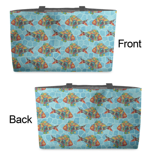 Mosaic Fish Tote w/Black Handles - Front & Back Views