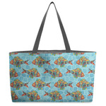 Mosaic Fish Beach Totes Bag - w/ Black Handles