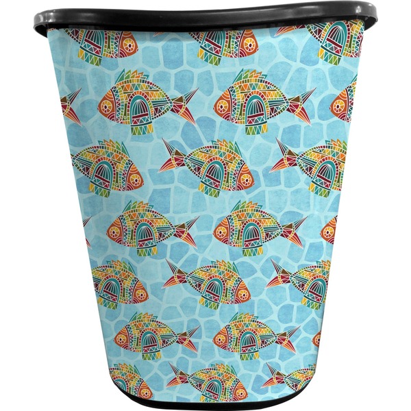 Mosaic Fish Trash Can Black