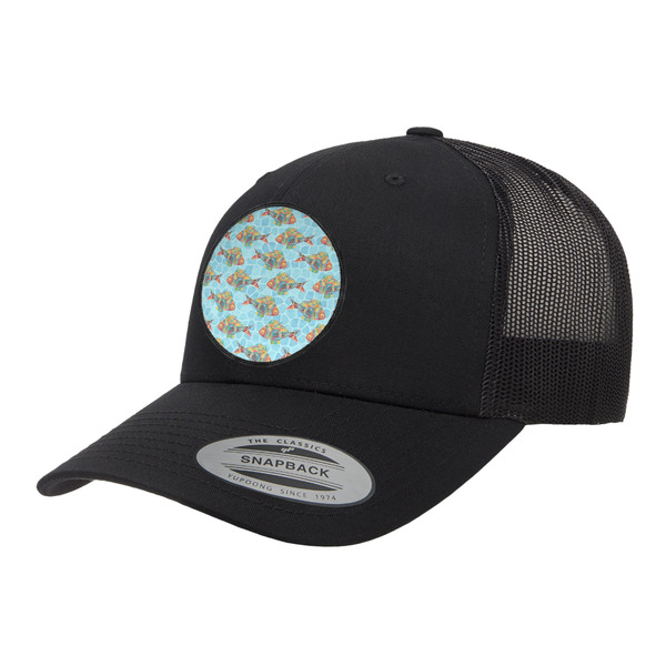 Custom Mosaic Fish Trucker Hat - Black