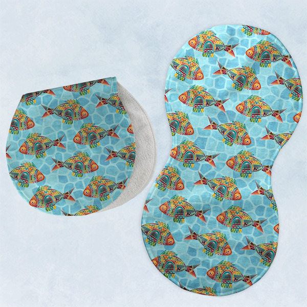 Custom Mosaic Fish Burp Pads - Velour - Set of 2