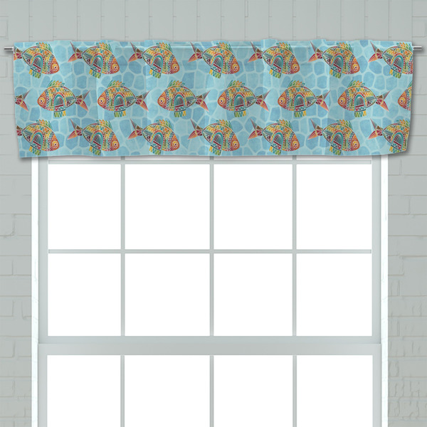 Mosaic Fish Valance - Closeup on window