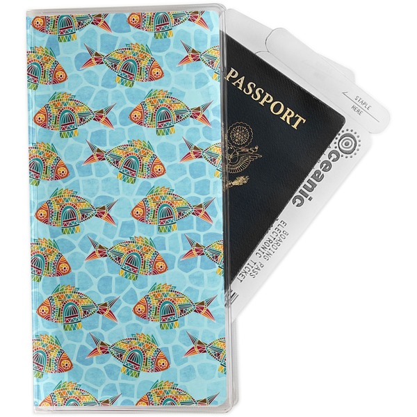 Custom Mosaic Fish Travel Document Holder