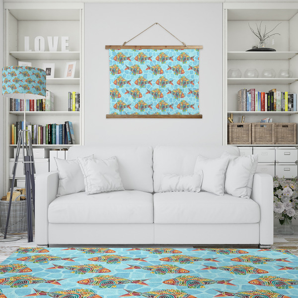 Mosaic Fish Wall Hanging Tapestry - IN CONTEXT