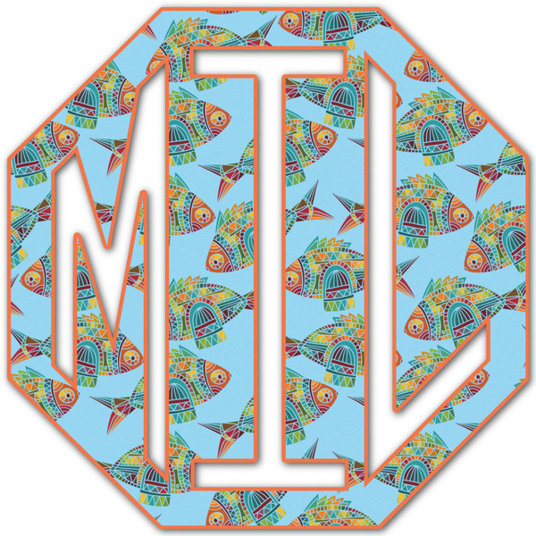 Custom Mosaic Fish Monogram Decal - Small