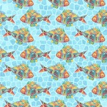 Mosaic Fish Wallpaper & Surface Covering (Peel & Stick 24"x 24" Sample)