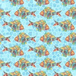 Mosaic Fish Wallpaper & Surface Covering (Water Activated 24"x 24" Sample)