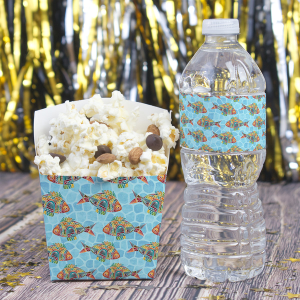 Mosaic Fish Water Bottle Label - w/ Favor Box