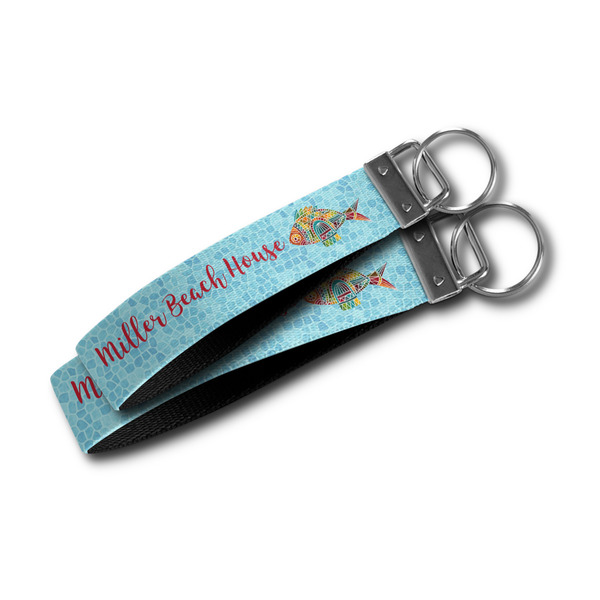 Mosaic Fish Webbing Keychain FOBs - Size Comparison