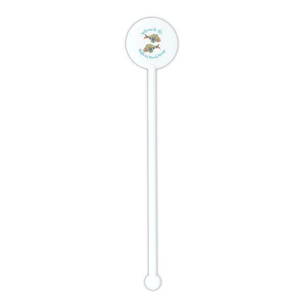 Mosaic Fish White Plastic 5.5" Stir Stick - Round - Single Stick