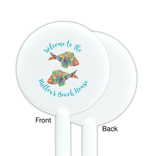 Mosaic Fish White Plastic 5.5" Stir Stick - Single Sided - Round - Front & Back