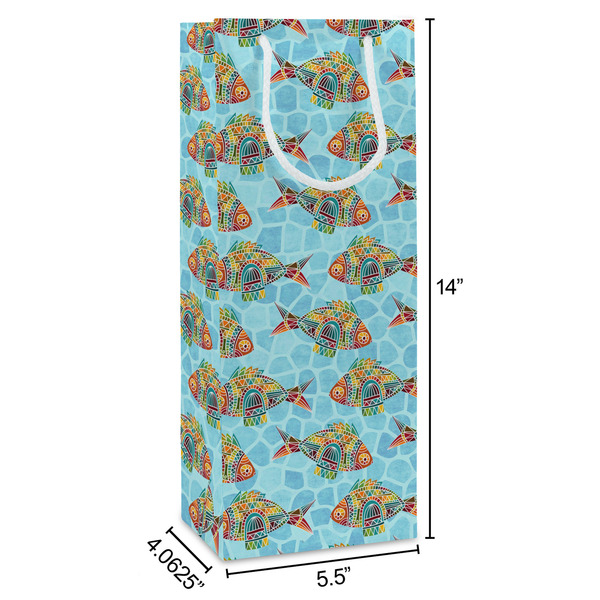 Mosaic Fish Wine Gift Bag - Dimensions