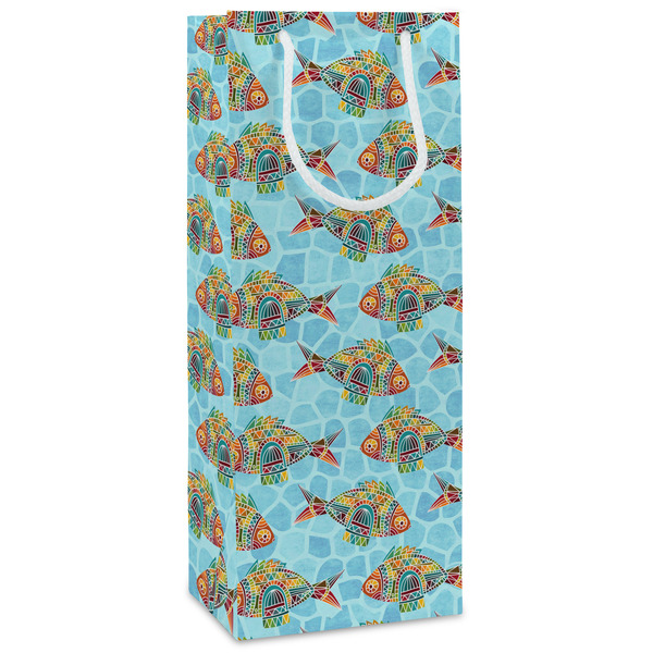 Custom Mosaic Fish Wine Gift Bags - Gloss