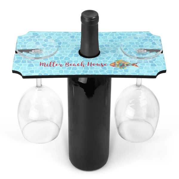 Custom Mosaic Fish Wine Bottle & Glass Holder