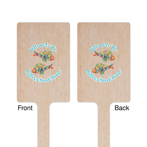 Mosaic Fish Wooden 6.25" Stir Stick - Rectangular - Double Sided - Front & Back