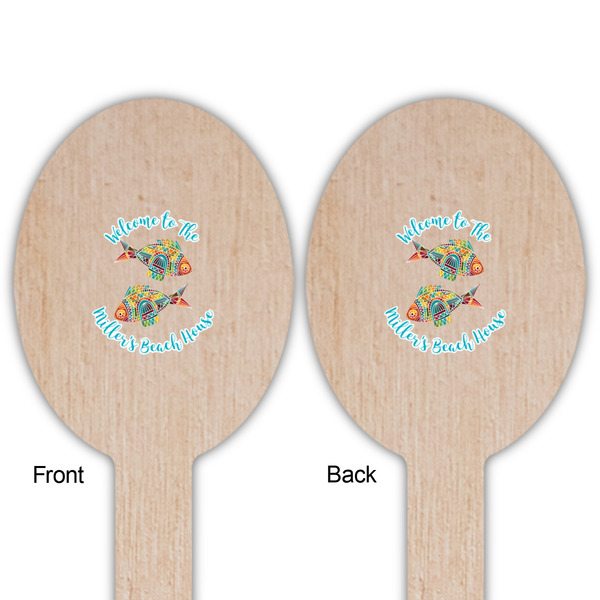Mosaic Fish Wooden Food Pick - Oval - Double Sided - Front & Back