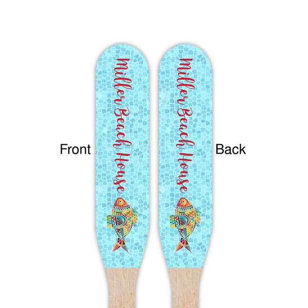 Mosaic Fish Wooden Food Pick - Paddle - Double Sided - Front & Back