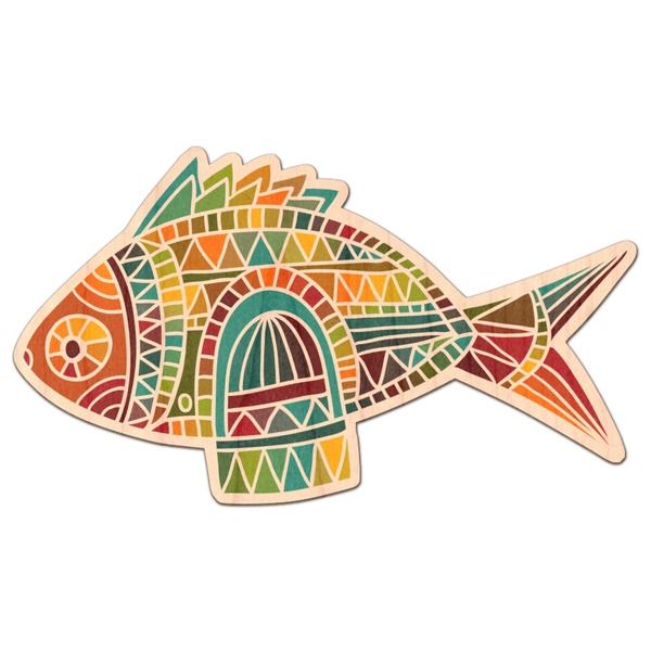 Custom Mosaic Fish Genuine Maple or Cherry Wood Sticker