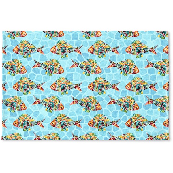 Custom Mosaic Fish Woven Mat