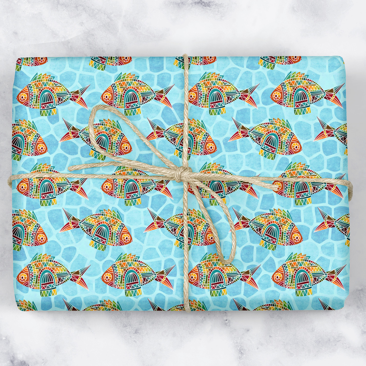 Mosaic Fish Wrapping Paper Roll Small YouCustomizeIt